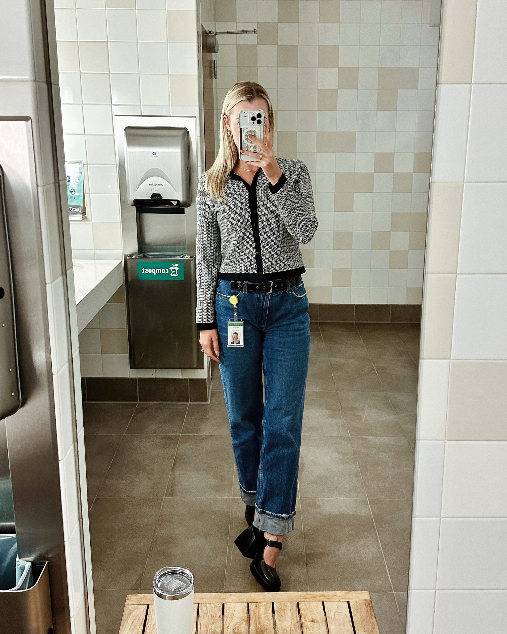 Business Casual Fall Outfit - and favorite low rise Abercrombie jeans

Nuuly top: Plunging Polo Cardigan by Maeve

#nuuly #businesscasual

#LTKStyleTip #LTKWorkwear