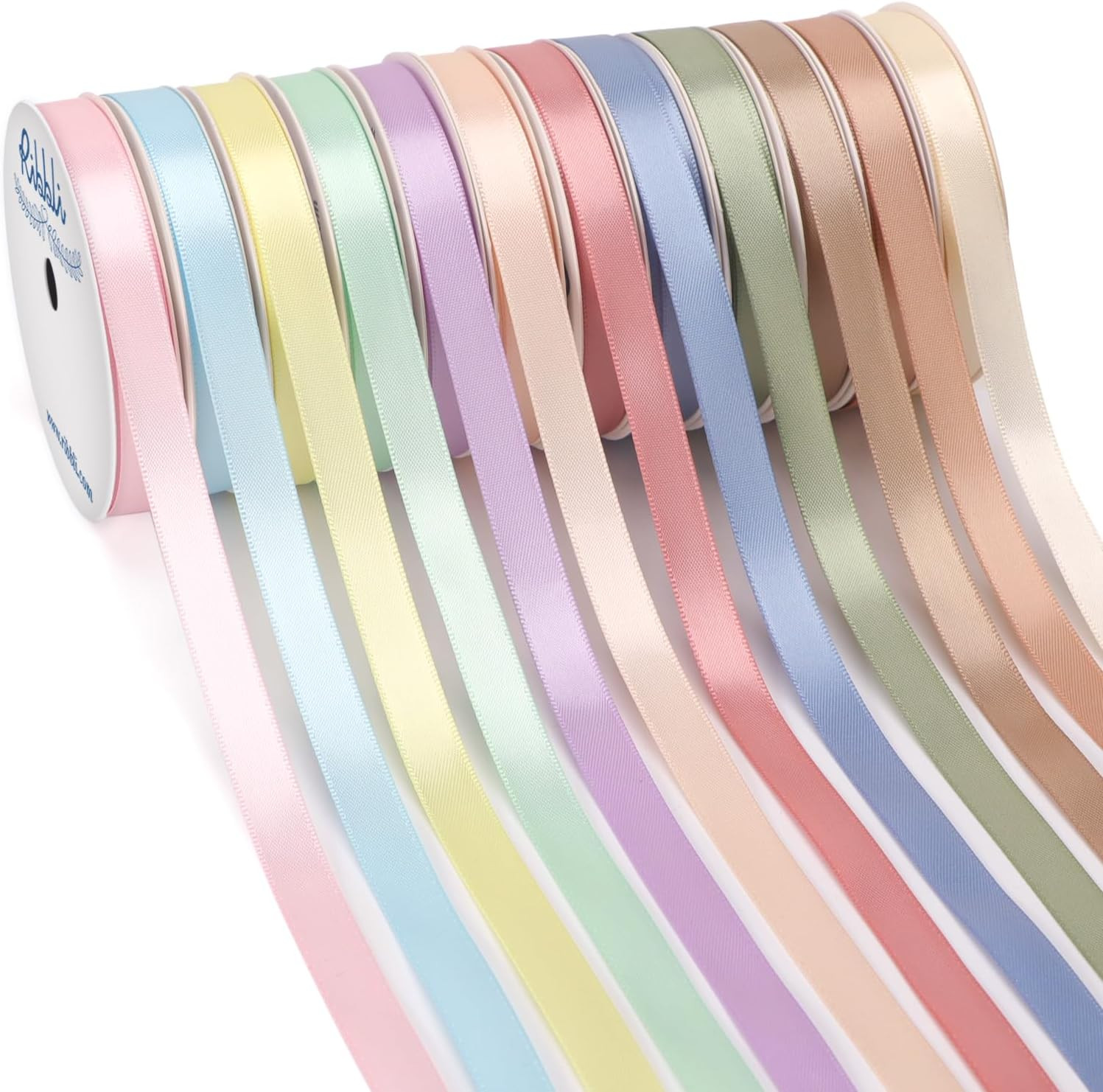 Ribbli Pastel Easter Satin Ribbon 3/8 Inch x 12 Rolls Total 60 Yards- Morandi Ribbon for Gift Wrapping Craft Party Decoration Baby Shower Wedding | Amazon (US)