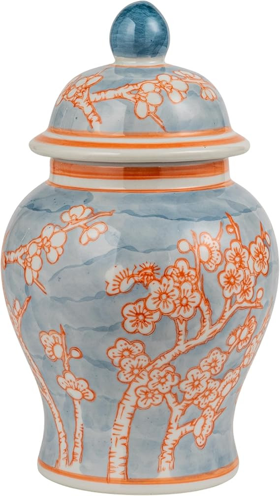 Creative Co-Op Decorative Ceramic Ginger Jar with Domed Lid, Light Blue | Amazon (US)