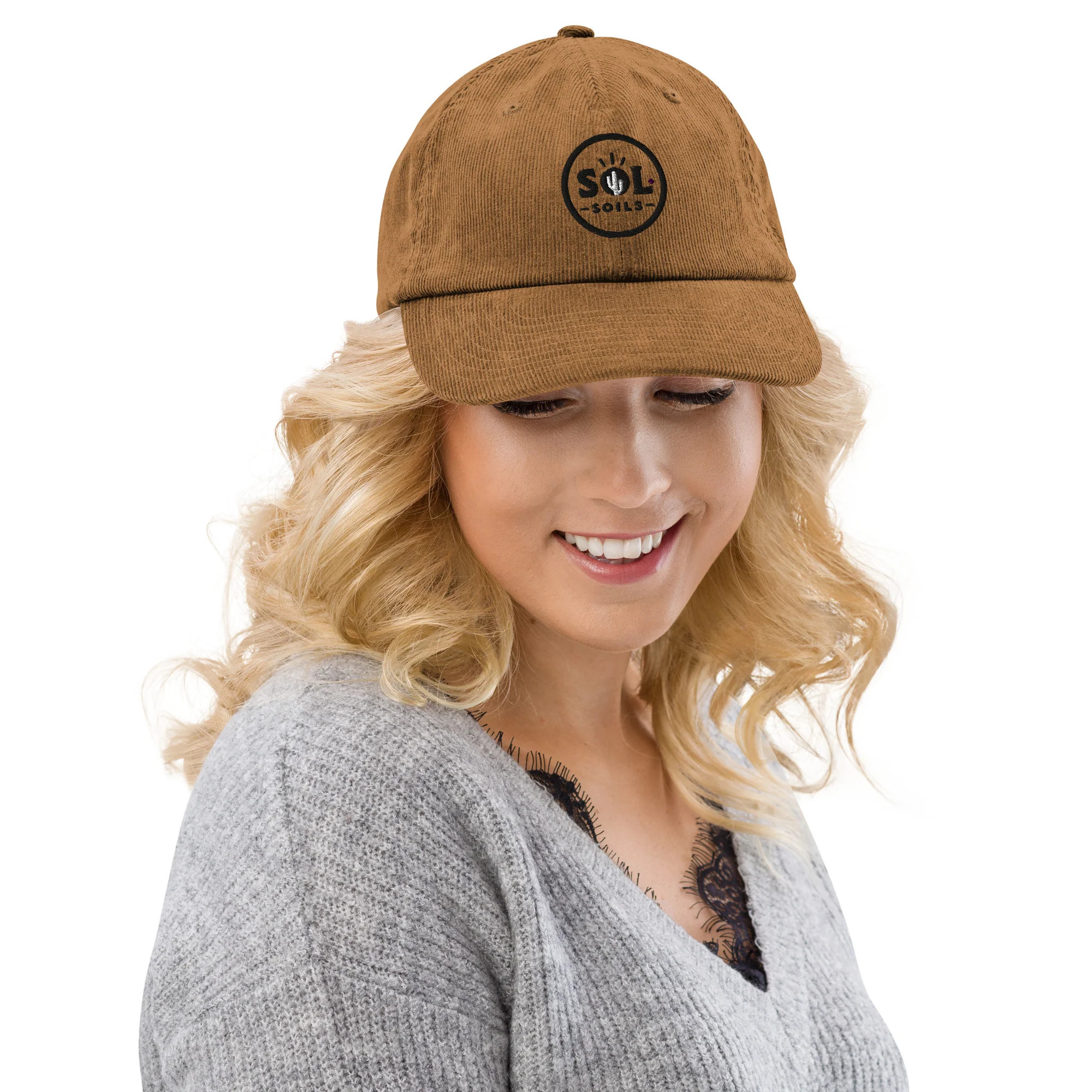 Sol Logo Corduroy Hat - Sahara with Black Stitching | Sol Soils
