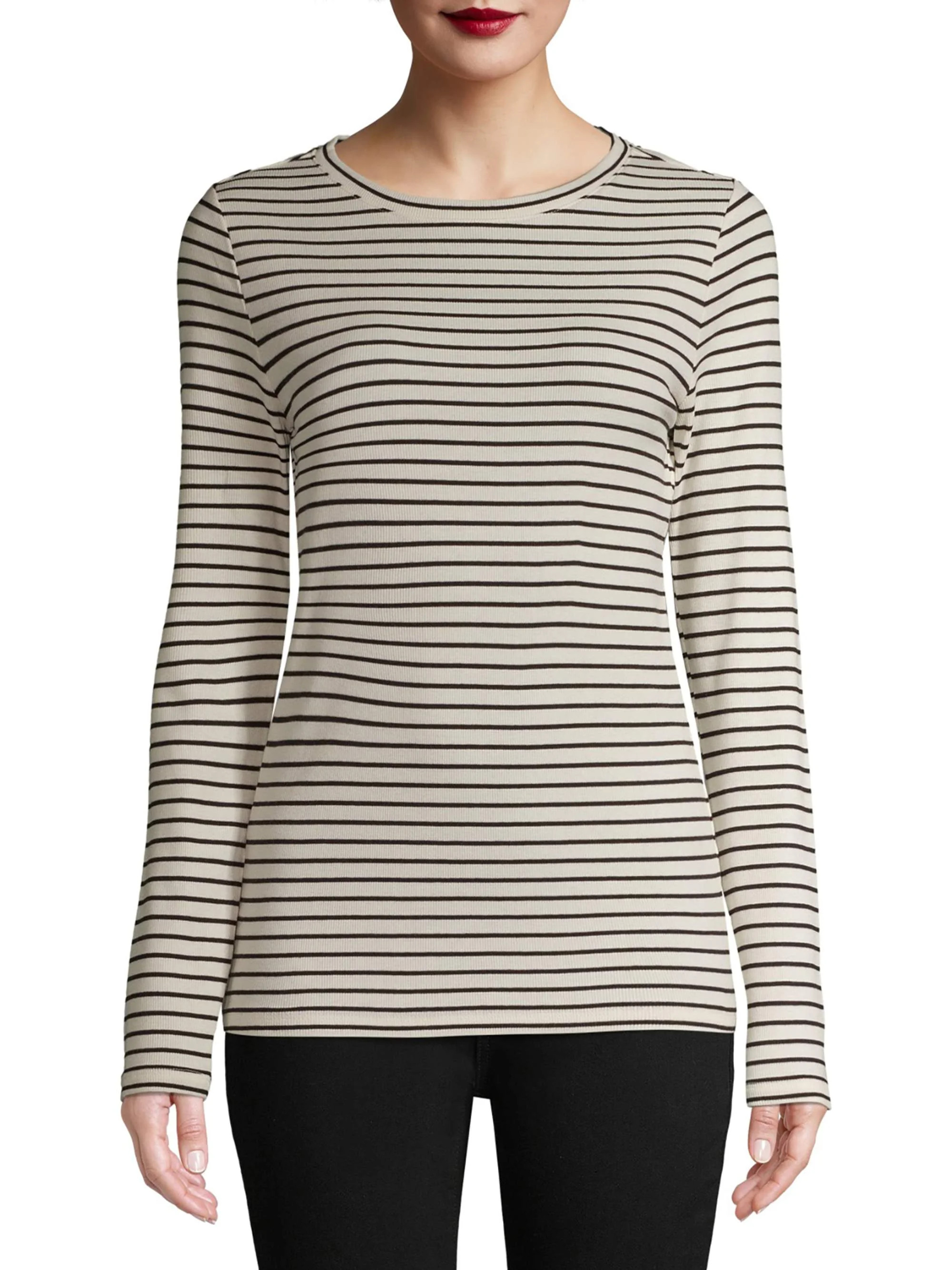 Time and Tru Women's Long Sleeve Rib T-Shirt | Walmart (US)