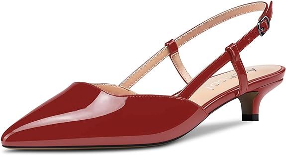 Aachcol Women Slingback Pumps Low Kitten Heel Close Pointed Toe Ankle Strap Slip-on shoes1.5 Inch | Amazon (CA)