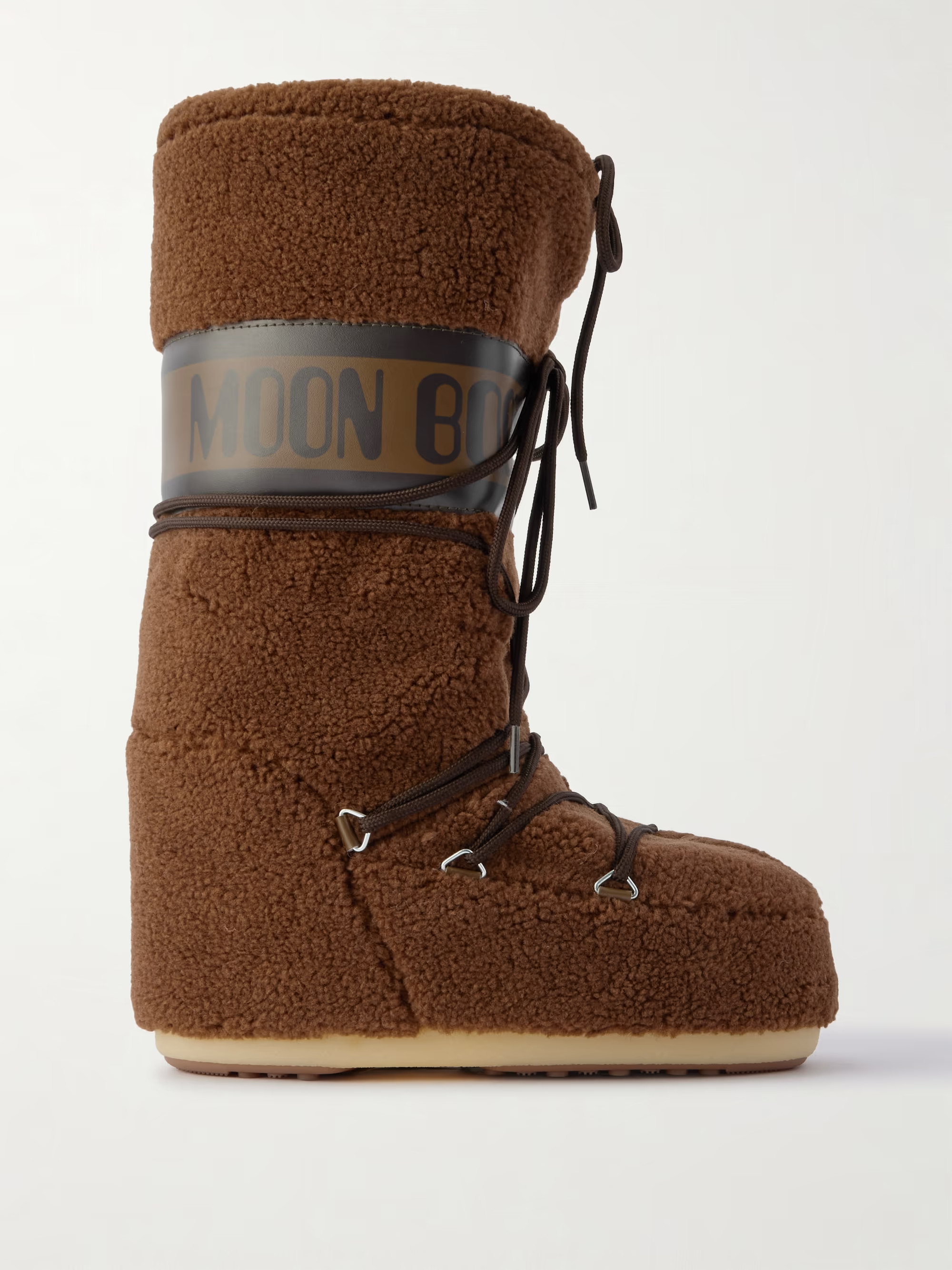Icon faux leather-trimmed fleece snow boots | NET-A-PORTER (UK & EU)