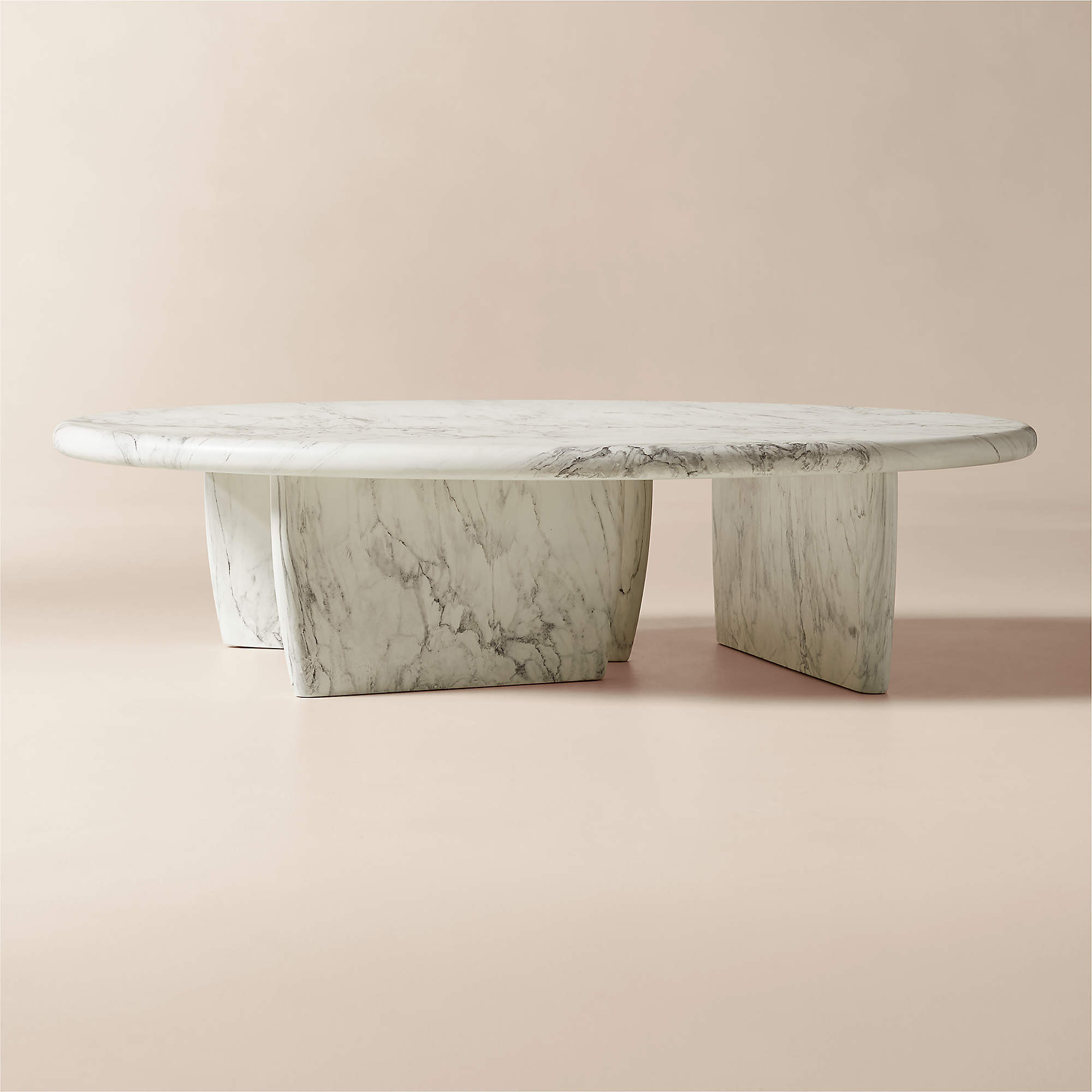 Anoki 57" Oval Grey Marbled Resin Coffee Table + Reviews | CB2 | CB2