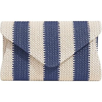 Obosoyo Straw Crossbody Bag, Clutch, Woven Shoulder Bag for Women - Summer Beach Envelope Purse W... | Amazon (US)