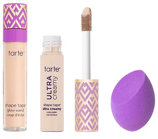 tarte Shape Tape Ultra Creamy, Glow Wand, and Sponge | QVC