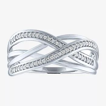Limited Time Special! 1/10 CT. T.W. Genuine Diamond Sterling Silver Crossover Band | JCPenney
