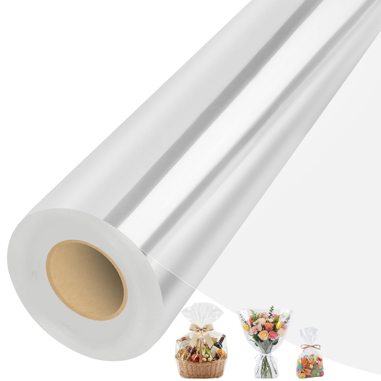 woric Cellophane Wrap for Gift Baskets 31.5 in x 120 ft Clear Easter Cellophane Wrap Roll Gift Ba... | Amazon (US)