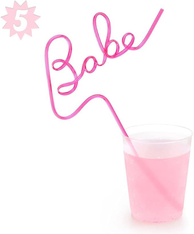 xo, Fetti Bachelorette Party XL Pink Babe Straw Set - 5 pieces | Bridal Shower + Party Decoration... | Amazon (US)