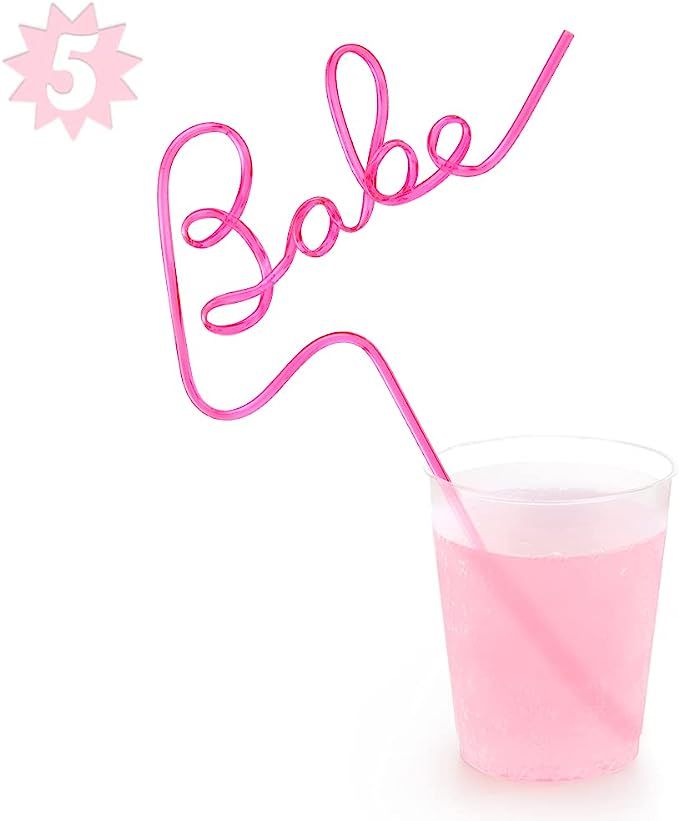 xo, Fetti Bachelorette Party XL Pink Babe Straw Set - 5 pieces | Bridal Shower + Party Decoration... | Amazon (US)
