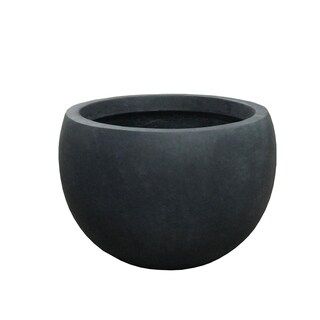 Kante Lightweight Concrete Outdoor Round Bowl Planter, 13 Inch Tall, Charcoal | Bed Bath & Beyond