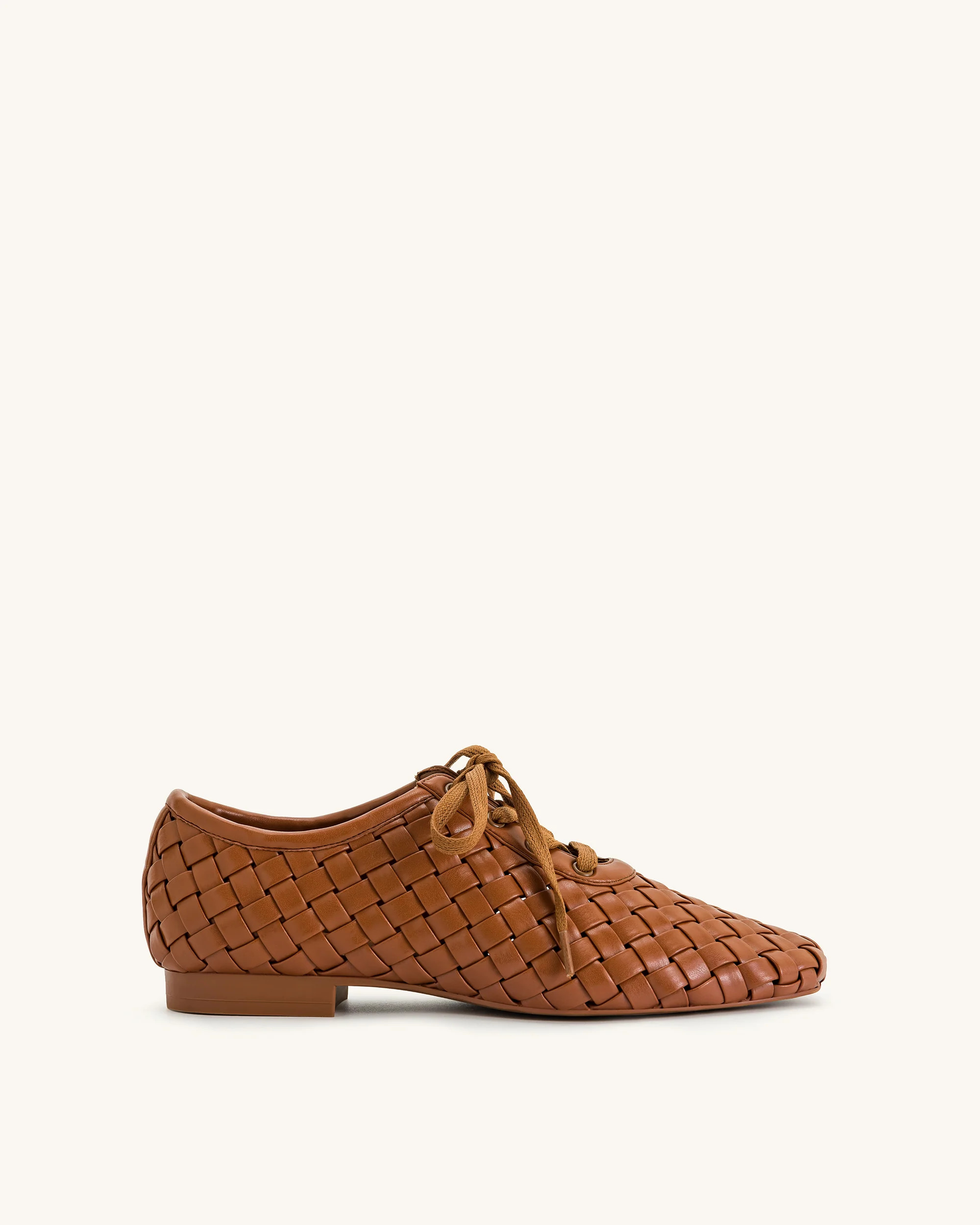 Kayla Weave Strap Flat Shoes - Brown | JW PEI US