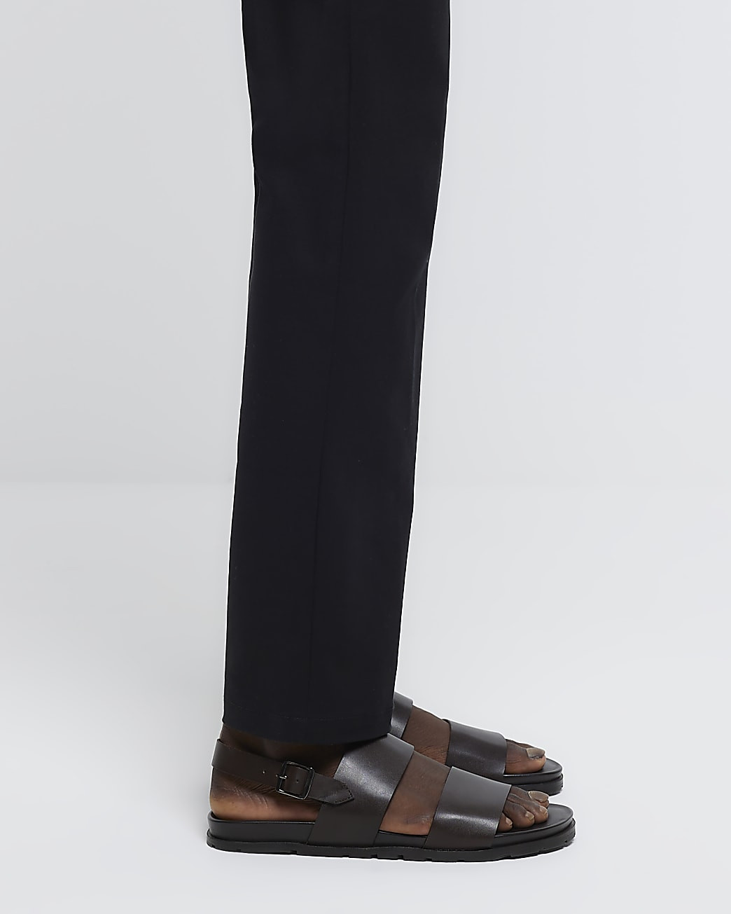 Brown leather double strap sandals | River Island (UK & IE)