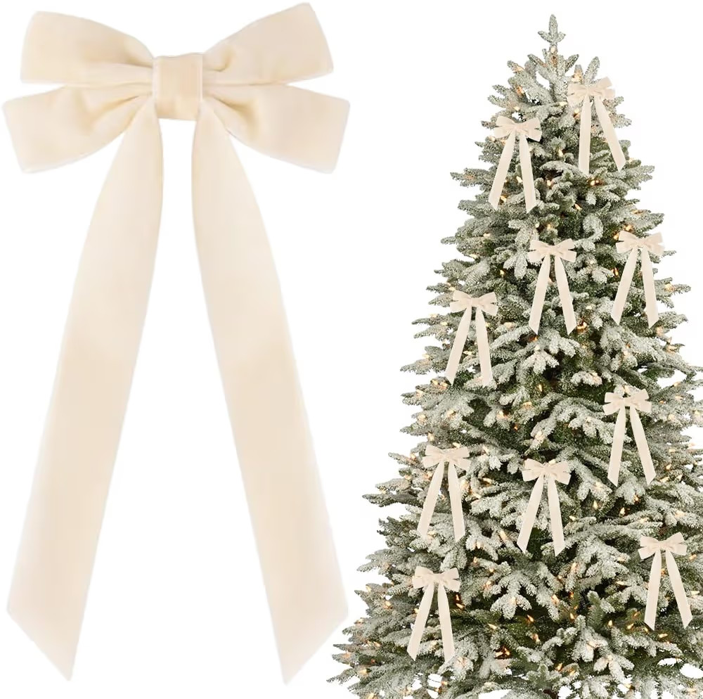 10 PCS Velvet Christmas Tree Bows with Hair Clip, 2025 New Velvet Christmas Tree Bow for Gift, Vi... | Amazon (US)