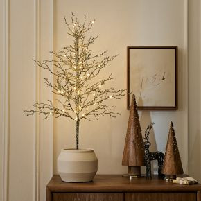 Pre-Lit Faux Potted Glitter Branch Tabletop Tree | West Elm (US)