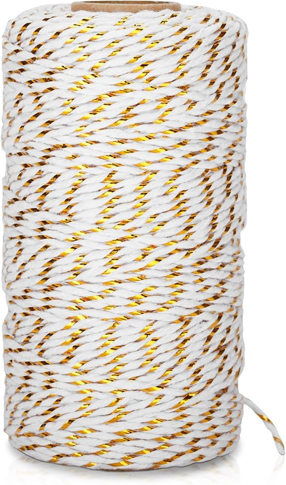 328 Feet Cotton Bakers Twine, Gold Metallic Wedding & Holiday Twine | Amazon (US)