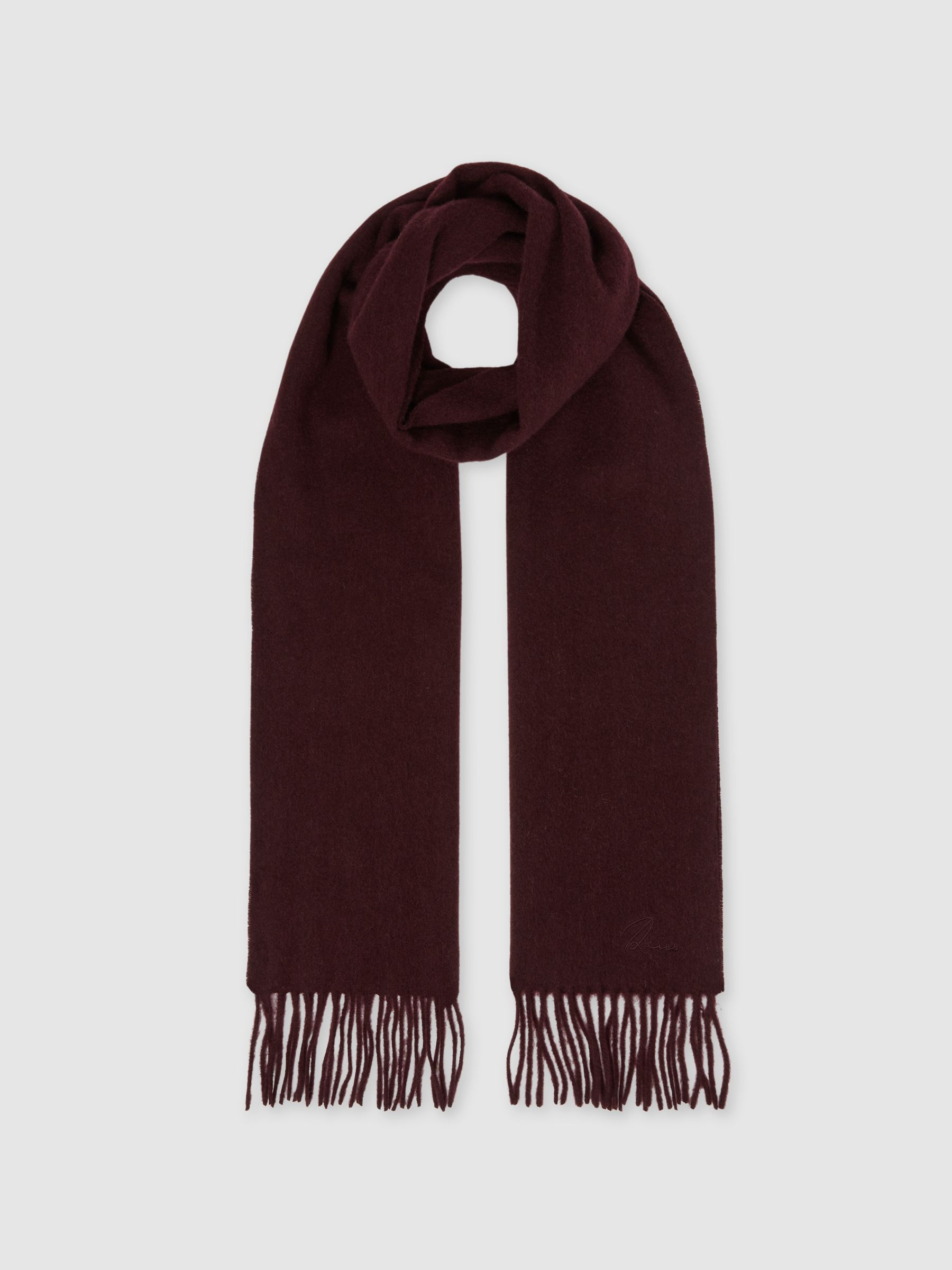 Reiss Wool and Cashmere Scarf in Dark Bordeaux - REISS | Reiss UK