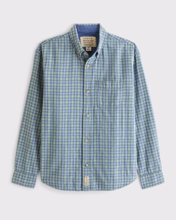 100% Cotton Plaid Button-Up Shirt | Abercrombie & Fitch (UK & DE)