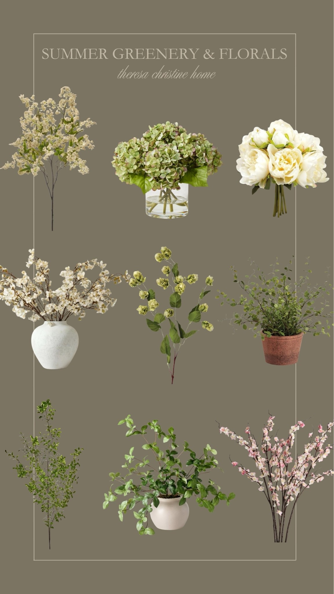 Summer greenery and faux florals! Pretty summer finds for an organic, green home! 🪻🌷