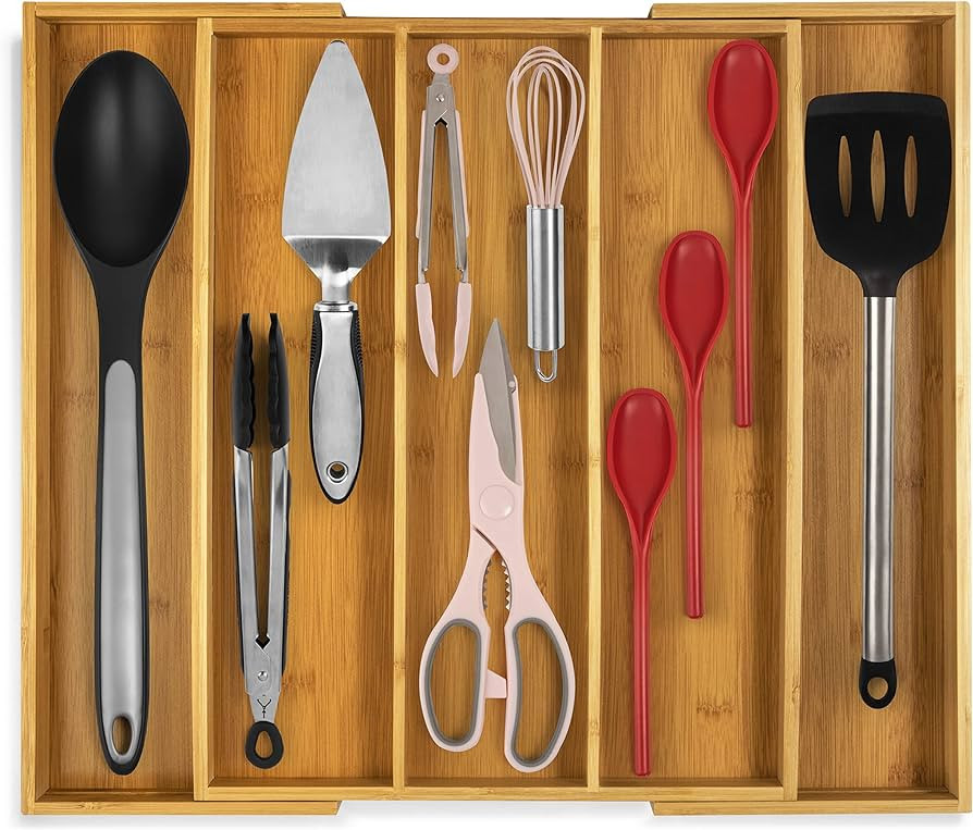 Purawood Kitchen Drawer Organizer - Expandable Utensil Drawer Organizer for Kitchen, Cutlery Tray... | Amazon (US)