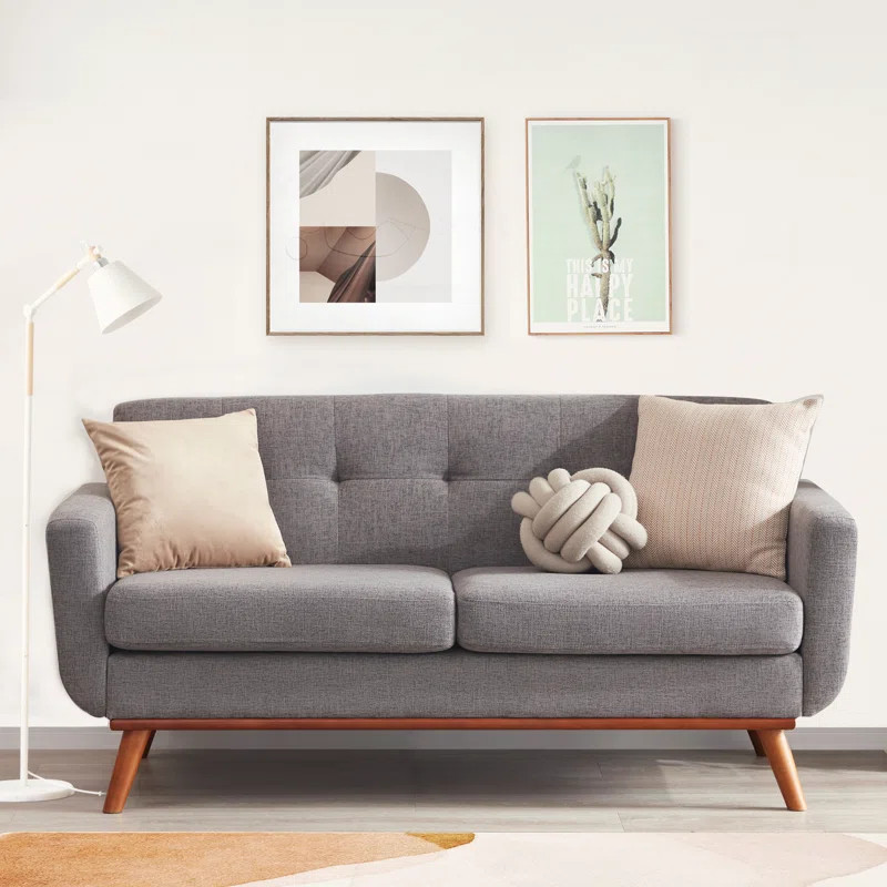 Carmencita 65" Linen Upholstered Square Arm Loveseat | Wayfair North America