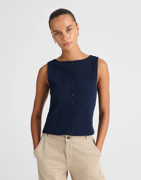 Ribbed Crewneck Shell Top | Madewell | Madewell