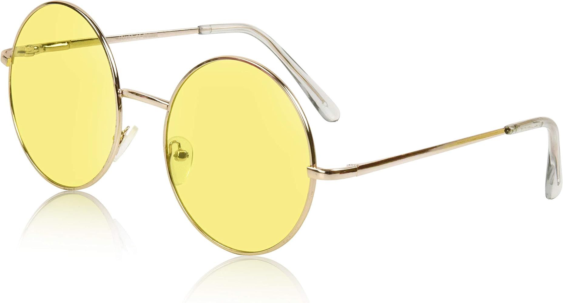Sunny Pro Big Round Sunglasses Retro Circle Tinted Lens Glasses UV400 Protection | Amazon (US)