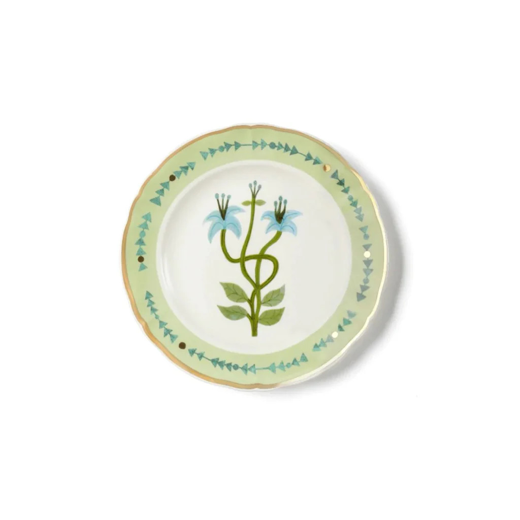 Blossom Dessert Plate, Green | Blue Print