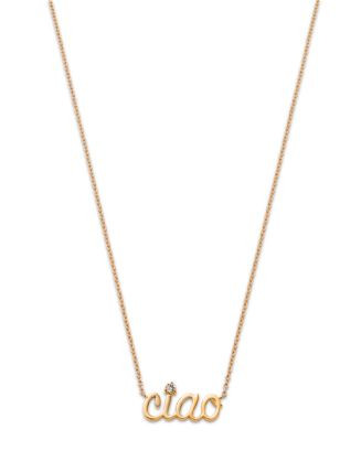 Moon & Meadow 14K Yellow Gold Italy White Topaz Ciao Pendant Necklace, 16-18 | Bloomingdale's (US)