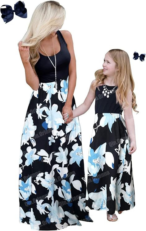 Mommy and Me Boho Floral Family Matching Maxi Dress with Pocket for Mother's Day… | Amazon (US)
