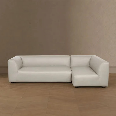 Lukas 118" Contemporary Modern Polyester Upholstered Right-Facing 2-Piece Sectional Sofa in Cream | Wayfair North America