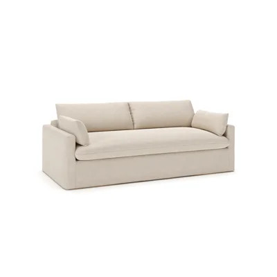 Luna 90" Square Arm Slipcovered Sofa with Reversible Cushions | Wayfair North America