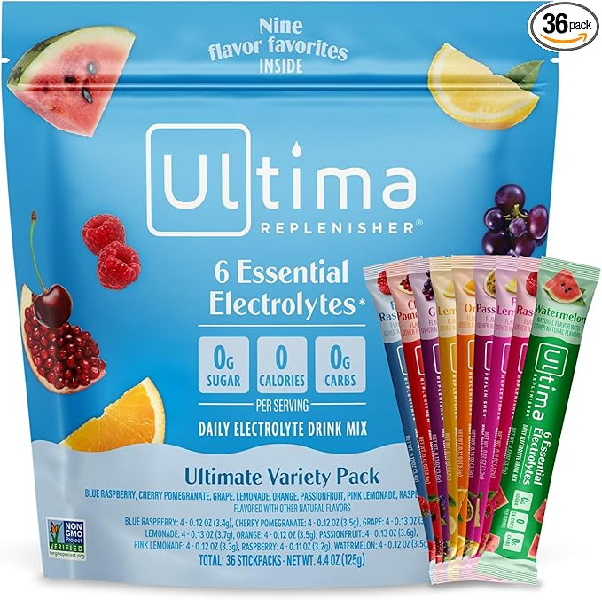 Ultima Replenisher Daily Electrolyte Powder – Ultimate Variety Pack, 36 Stickpacks – Zero Sug... | Amazon (US)