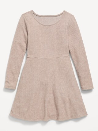 Cozy Long-Sleeve Ribbed Fit and Flare Dress for Girls | Old Navy (US)