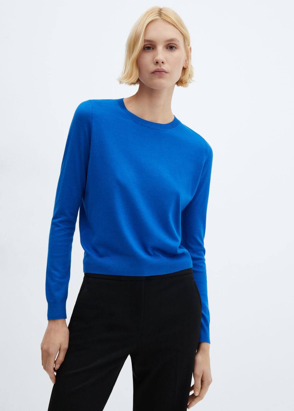 Round neck knit sweater -  Women | Mango USA | MANGO (US)