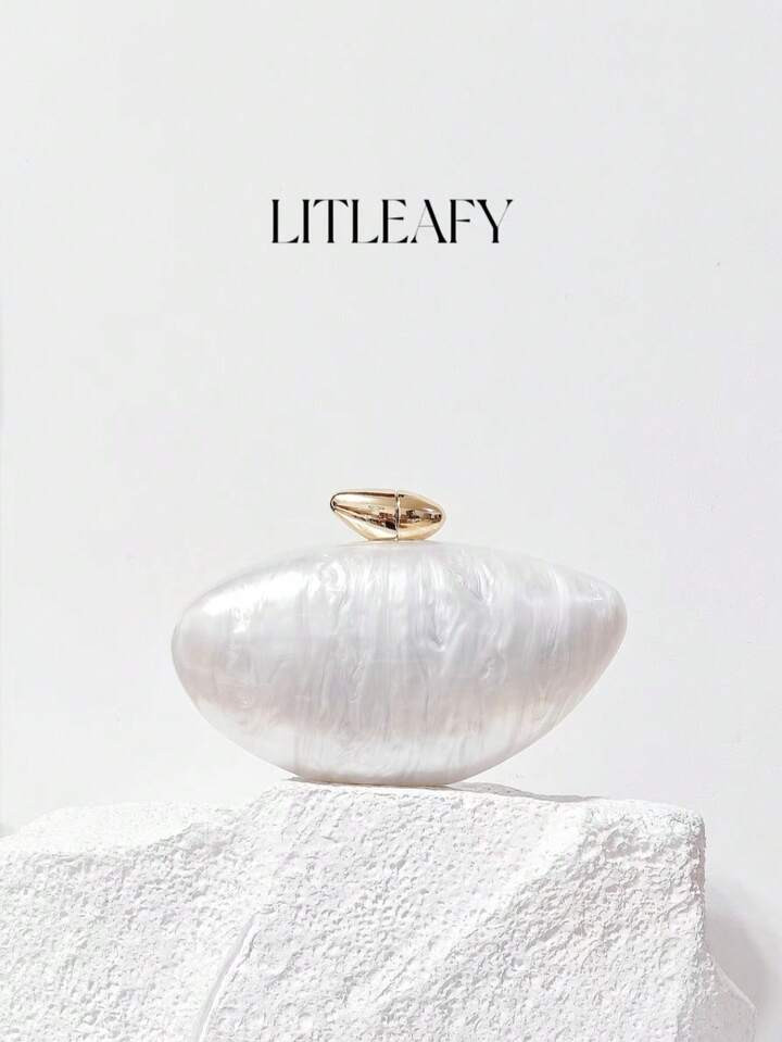 Simple Solid Color Bullet Shaped Acrylic Evening Bag, Fashionable Embossed Pearl Handbag, Suitable For Wedding Party Formal Dresses, Shoulder/Crossbody Small Square Box Cosmetic Bag | SHEIN