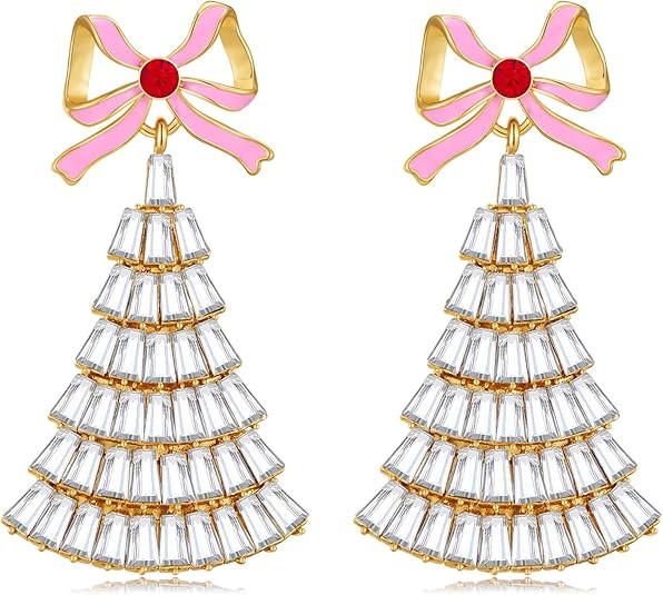 Christmas Earrings for Women Delicate Earrings Dangle Hypoallergenic Cubic Zircon Drop Earrings f... | Amazon (US)