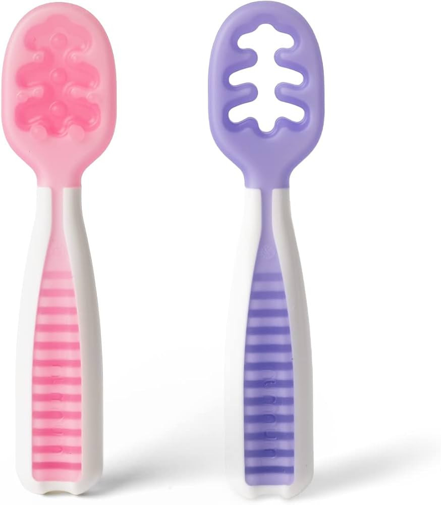 NumNum Pre-Spoon GOOtensils | Baby Spoon Set (Stage 1 + Stage 2) | BPA Free Silicone Self Feeding... | Amazon (US)