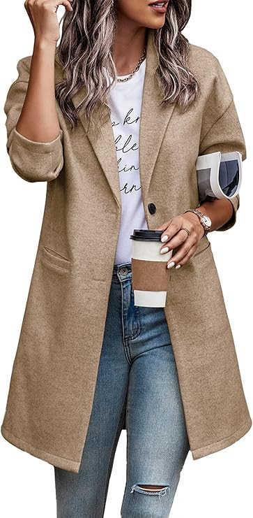 PRETTYGARDEN Women's 2024 Plaid Shacket Jacket Casual Button Wool Blend Winter Tartan Trench Coat... | Amazon (US)