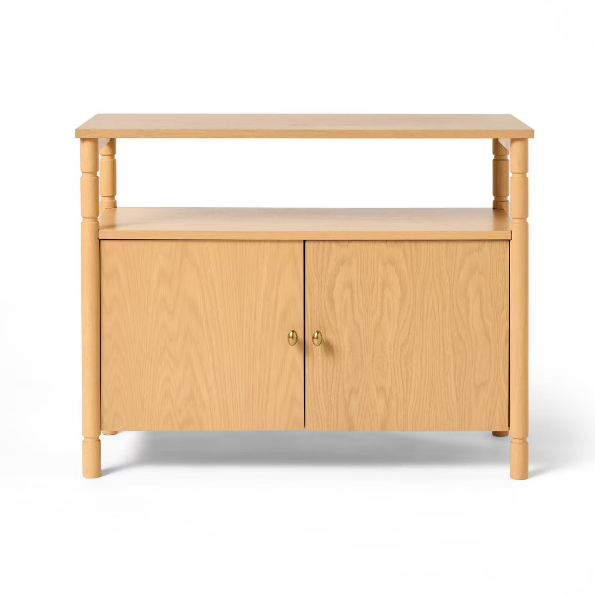 Modern Turned Wood 2 Door Cabinet Brown - Threshold™ designed with Studio McGee | Target