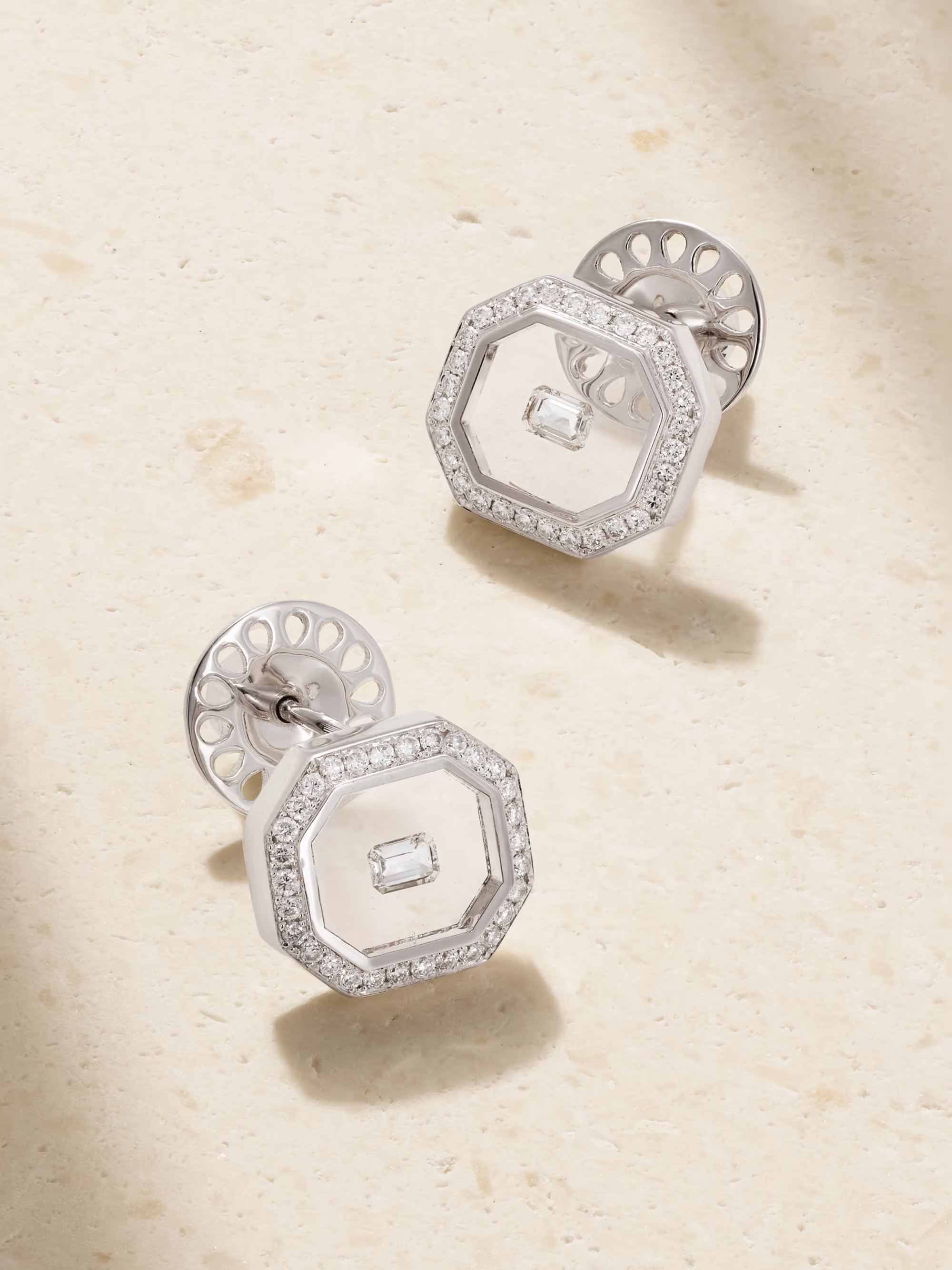 Universe 18-karat white gold, diamond and enamel earrings | NET-A-PORTER (UK & EU)