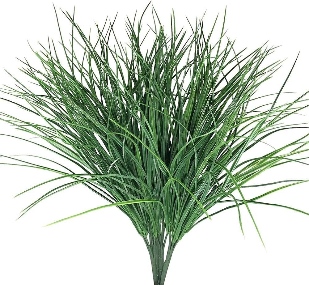 4pcs Artificial Fake Grass Plants Flowers Faux Plastic Wheat Grass Outdoor UV Resistant Greenery ... | Amazon (US)