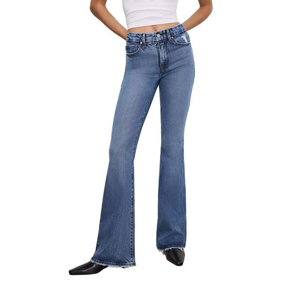Women's GOOD AMERICAN Soft-Tech Good Legs Slim Fit Flare Jeans Indigo 10 33.5 | Scheels Sports