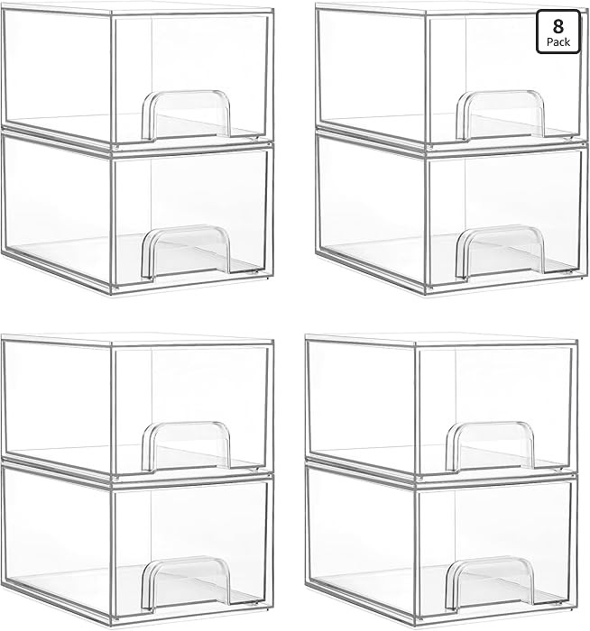 Vtopmart 8 Pack Small Clear Stackable Storage Drawers,Acrylic Bathroom Makeup Organizer,Plastic S... | Amazon (US)