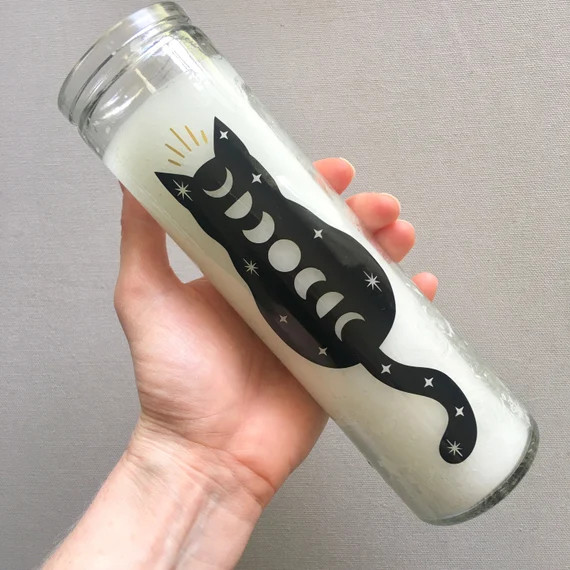Cosmic Cat Moon Phases Prayer Candle for Ritual, Meditation, Altar, Sacred Space | Etsy (US)