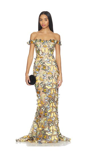 Bella Butterfly Jasmine Off The Shoulder Gown in Multi | Revolve Clothing (Global)