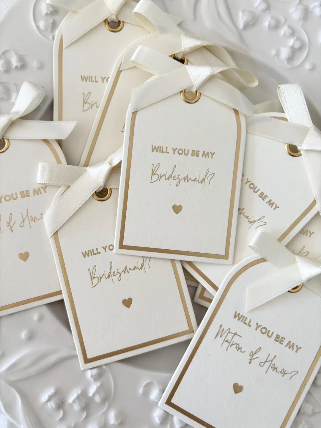 Bridesmaid Proposal Card: Ivory Ribbon, Gold Lettering - Etsy | Etsy (US)