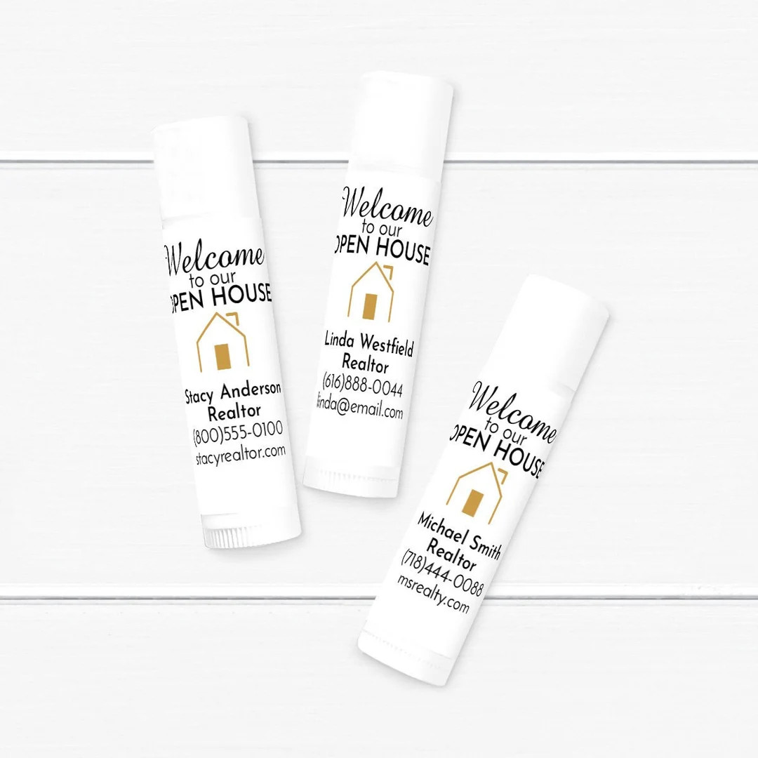 Real Estate Favors, Set of 12, Welcome to Our Open House Personalized Tube Lip Balm, Lip Balm Par... | Etsy (US)