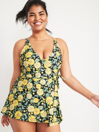 V-Neck Wrap-Front One-Piece Swimsuit Dress for Women | Old Navy (US)