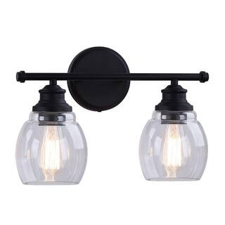 15 in. 1-Light Oil Rubbed Bronze Vanity Light with Clear Glass Shade | The Home Depot